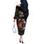 Aotearoa and Australia Indigenous Off The Shoulder Long Sleeve Dress Stand Together For Te Tiriti