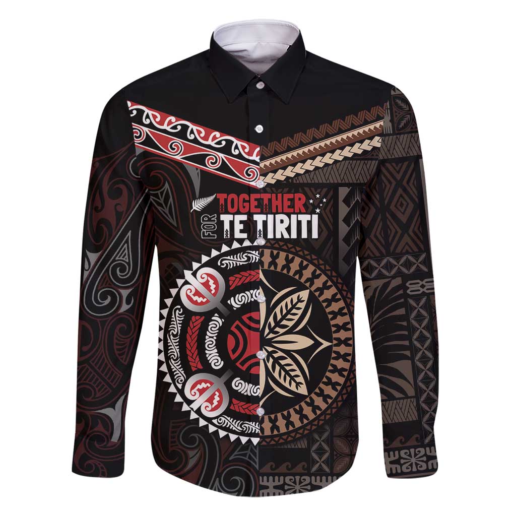 Aotearoa and Samoa Together For Te Tiriti Family Matching Tank Maxi Dress and Hawaiian Shirt Kowhaiwhai Mix Siapo