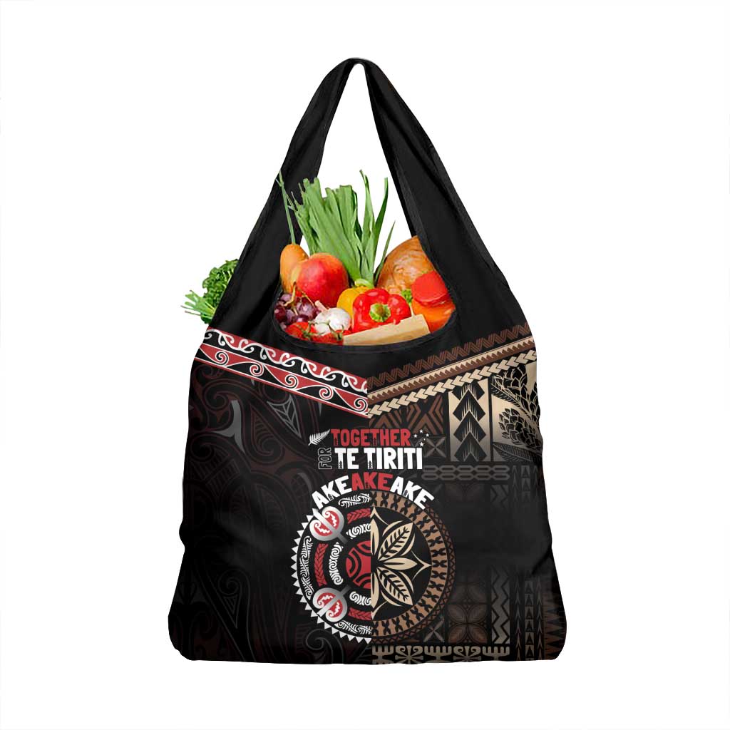 Aotearoa and Samoa Together For Te Tiriti Grocery Bag Kowhaiwhai Mix Siapo