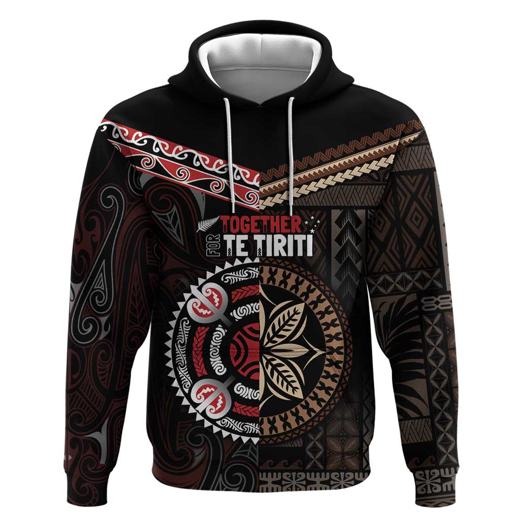 Aotearoa and Samoa Together For Te Tiriti Hoodie Kowhaiwhai Mix Siapo