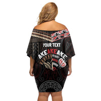 Aotearoa and Samoa Together For Te Tiriti Off Shoulder Short Dress Kowhaiwhai Mix Siapo