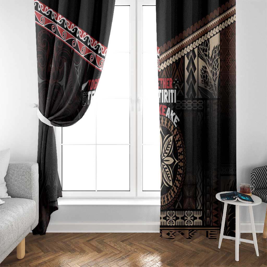 Aotearoa and Samoa Together For Te Tiriti Window Curtain Kowhaiwhai Mix Siapo