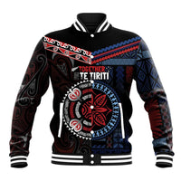 Aotearoa and Samoa Together For Te Tiriti Baseball Jacket Kowhaiwhai Mix Siapo - Flag Color