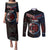 Aotearoa and Samoa Together For Te Tiriti Couples Matching Puletasi and Long Sleeve Button Shirt Kowhaiwhai Mix Siapo - Flag Color