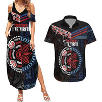 Aotearoa and Samoa Together For Te Tiriti Couples Matching Summer Maxi Dress and Hawaiian Shirt Kowhaiwhai Mix Siapo - Flag Color