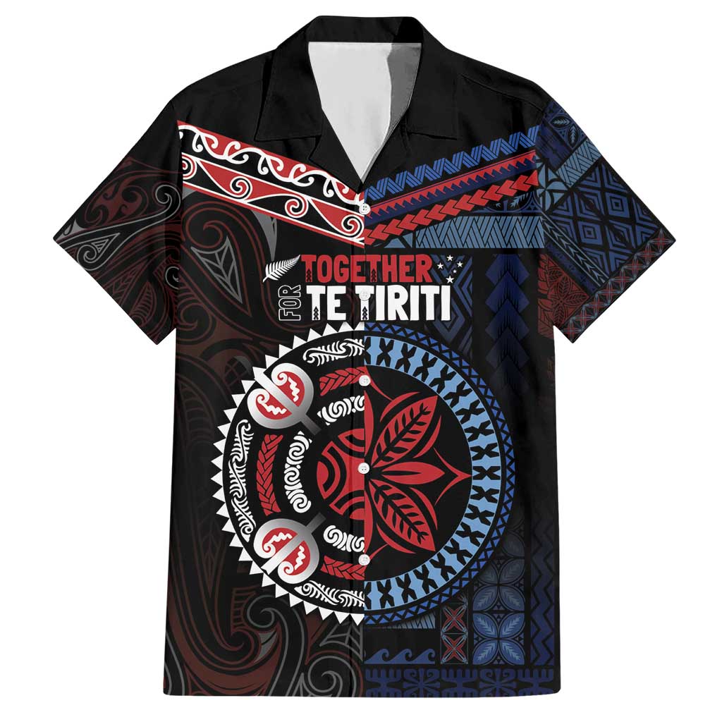 Aotearoa and Samoa Together For Te Tiriti Hawaiian Shirt Kowhaiwhai Mix Siapo - Flag Color