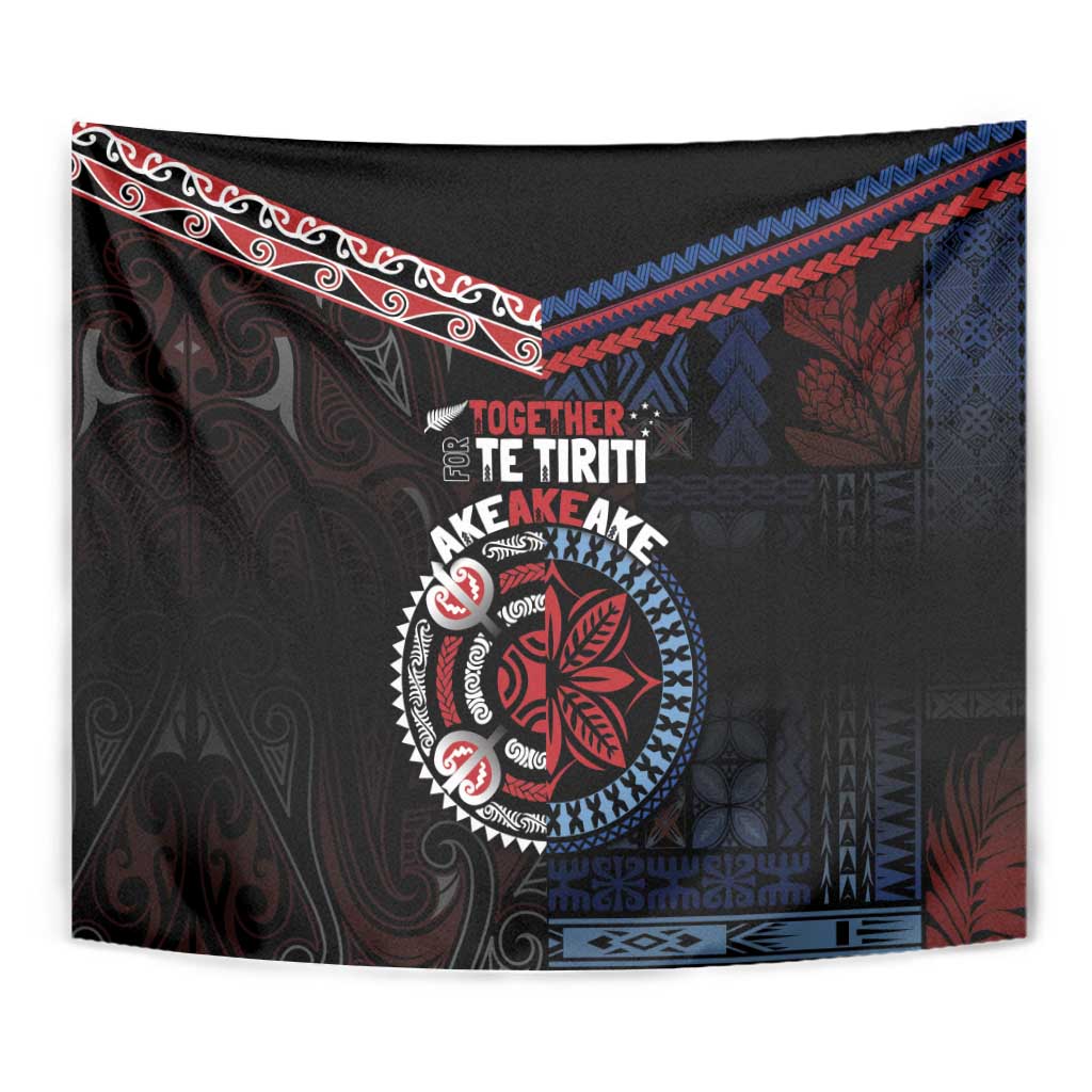 Aotearoa and Samoa Together For Te Tiriti Tapestry Kowhaiwhai Mix Siapo - Flag Color