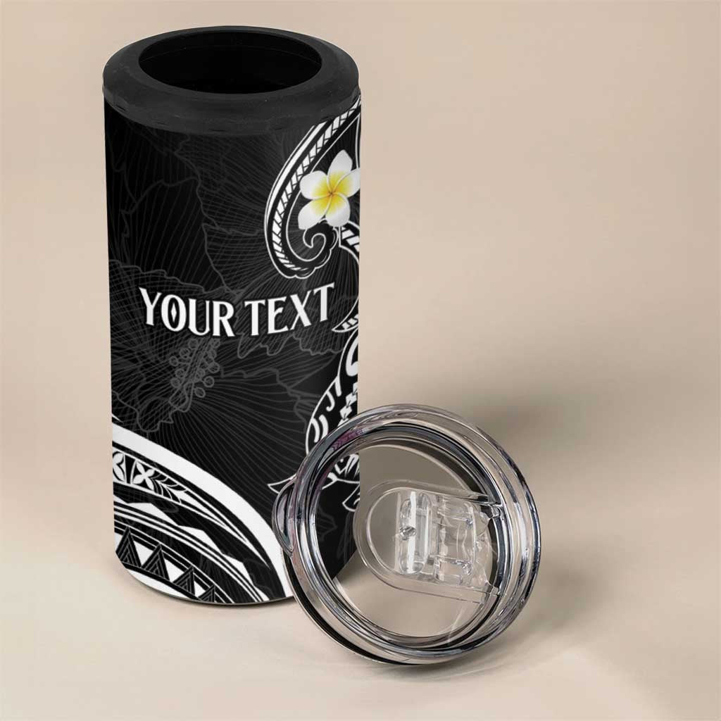 Polynesia Tribal 4 in 1 Can Cooler Tumbler Tentacles Plumeria