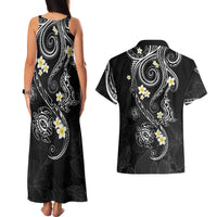 Polynesia Tribal Couples Matching Tank Maxi Dress and Hawaiian Shirt Tentacles Plumeria