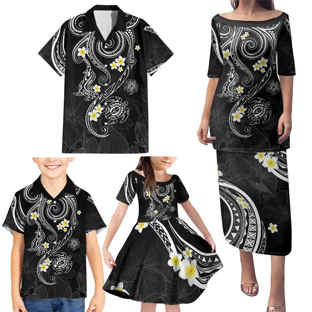 Polynesia Tribal Family Matching Puletasi and Hawaiian Shirt Tentacles Plumeria