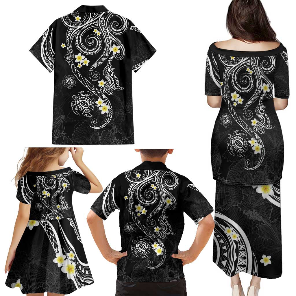Polynesia Tribal Family Matching Puletasi and Hawaiian Shirt Tentacles Plumeria