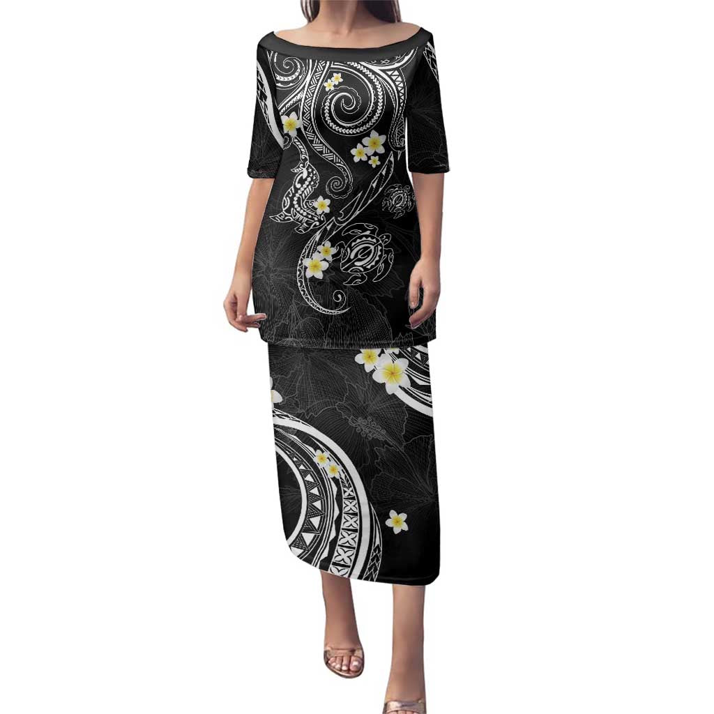 Polynesia Tribal Family Matching Puletasi and Hawaiian Shirt Tentacles Plumeria