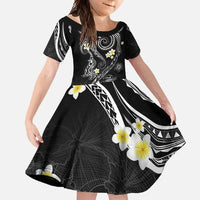 Polynesia Tribal Family Matching Short Sleeve Bodycon Dress and Hawaiian Shirt Tentacles Plumeria