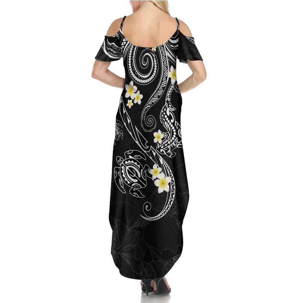 Polynesia Tribal Family Matching Summer Maxi Dress and Hawaiian Shirt Tentacles Plumeria