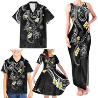 Polynesia Tribal Family Matching Tank Maxi Dress and Hawaiian Shirt Tentacles Plumeria