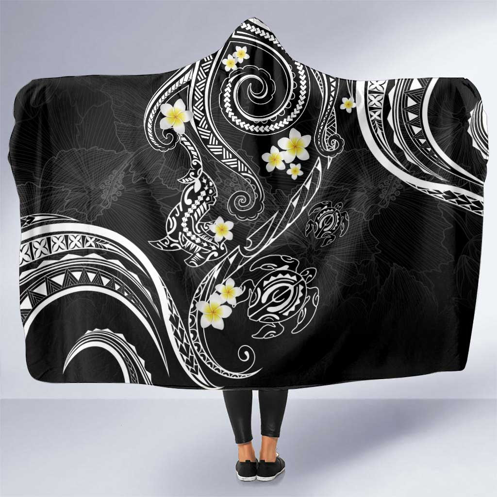 Polynesia Tribal Hooded Blanket Tentacles Plumeria