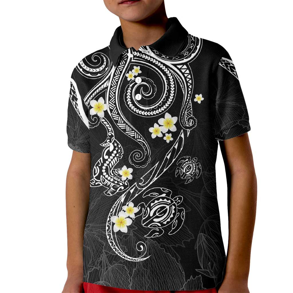 Polynesia Tribal Kid Polo Shirt Tentacles Plumeria