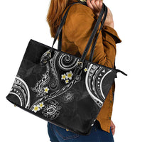 Polynesia Tribal Leather Tote Bag Tentacles Plumeria