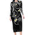 Polynesia Tribal Long Sleeve Bodycon Dress Tentacles Plumeria