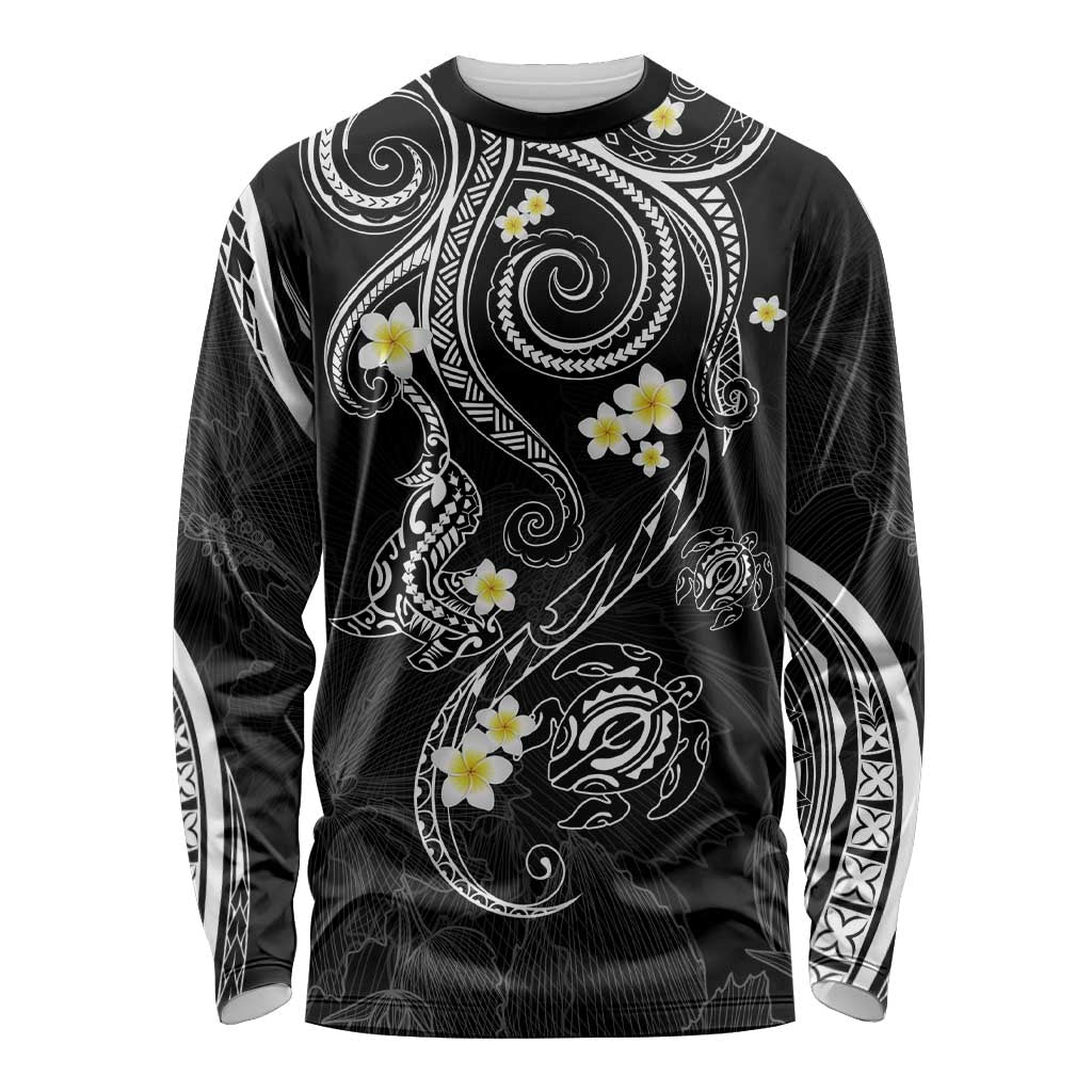Polynesia Tribal Long Sleeve Shirt Tentacles Plumeria