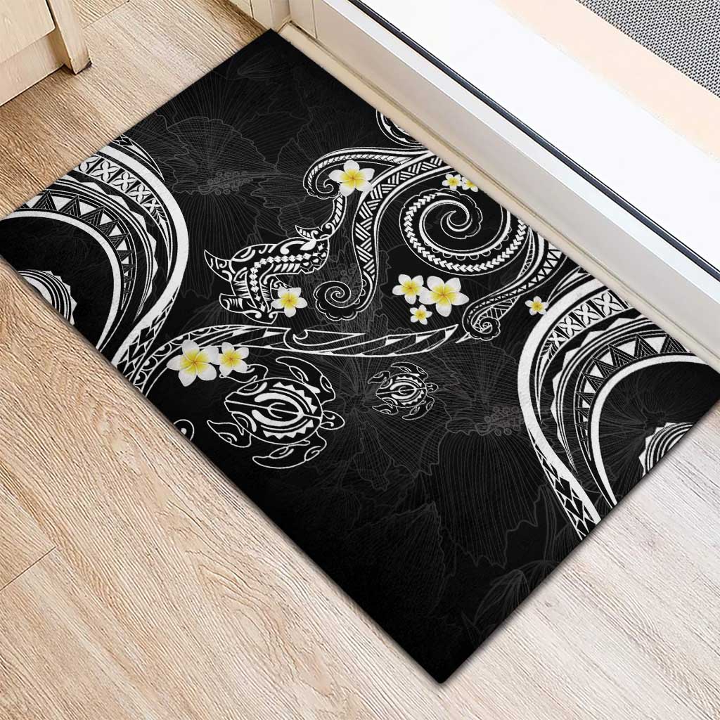 Polynesia Tribal Rubber Doormat Tentacles Plumeria