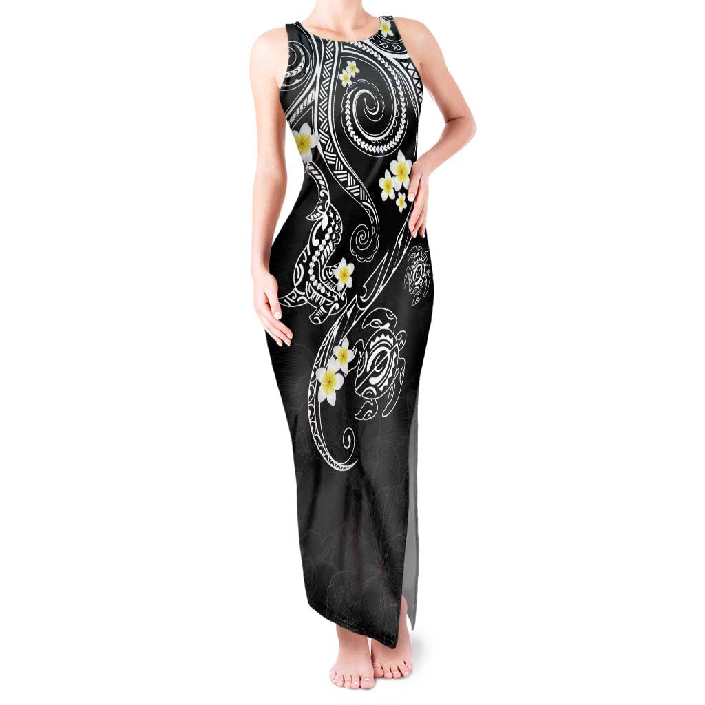 Polynesia Tribal Tank Maxi Dress Tentacles Plumeria