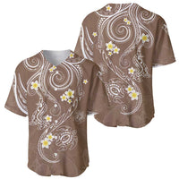 Polynesia Tribal Baseball Jersey Mocha Plumeria Tentacles