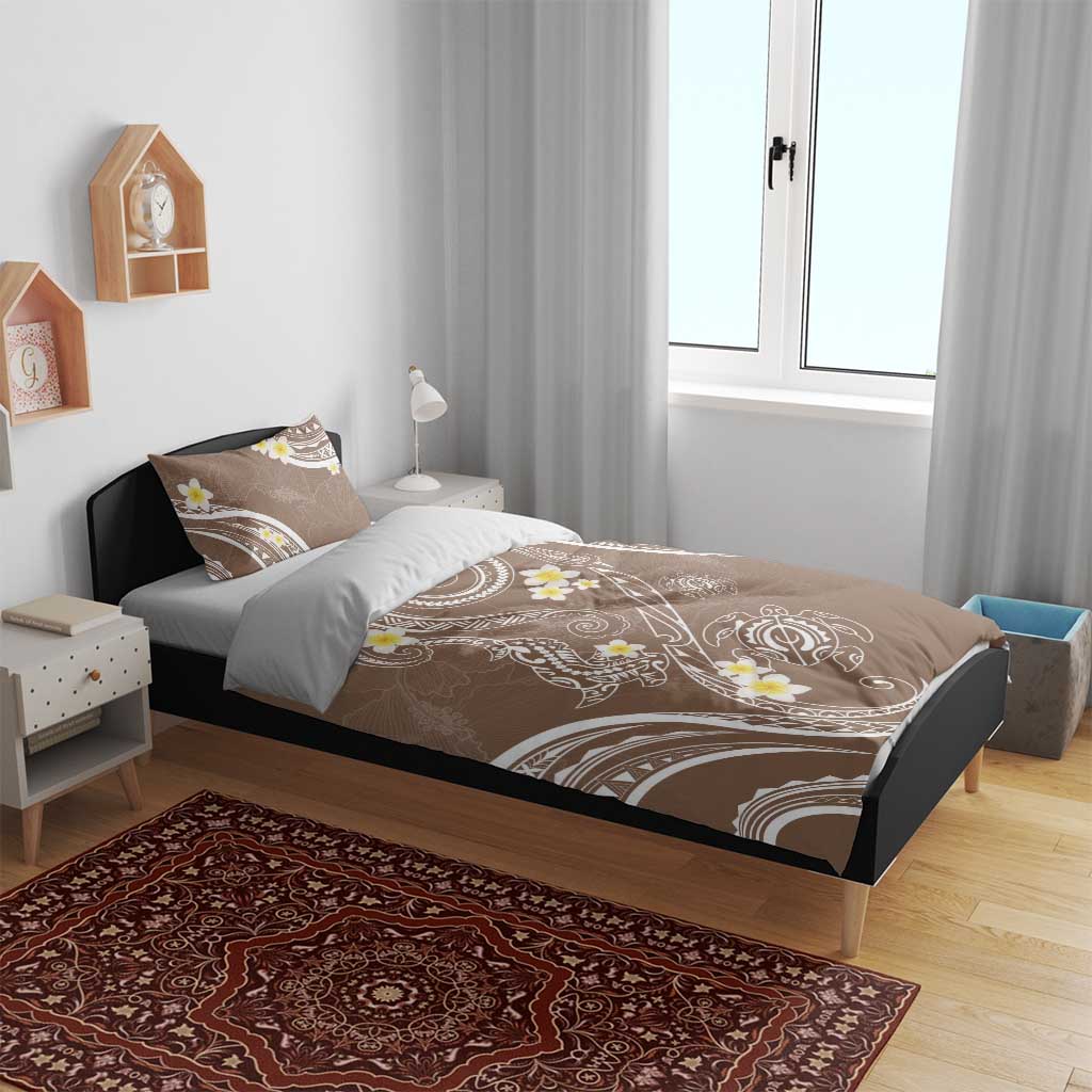 Polynesia Tribal Bedding Set Mocha Plumeria Tentacles