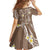 Polynesia Tribal Family Matching Long Sleeve Bodycon Dress and Hawaiian Shirt Mocha Plumeria Tentacles