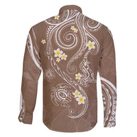 Polynesia Tribal Family Matching Off Shoulder Short Dress and Hawaiian Shirt Mocha Plumeria Tentacles