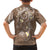 Polynesia Tribal Family Matching Short Sleeve Bodycon Dress and Hawaiian Shirt Mocha Plumeria Tentacles