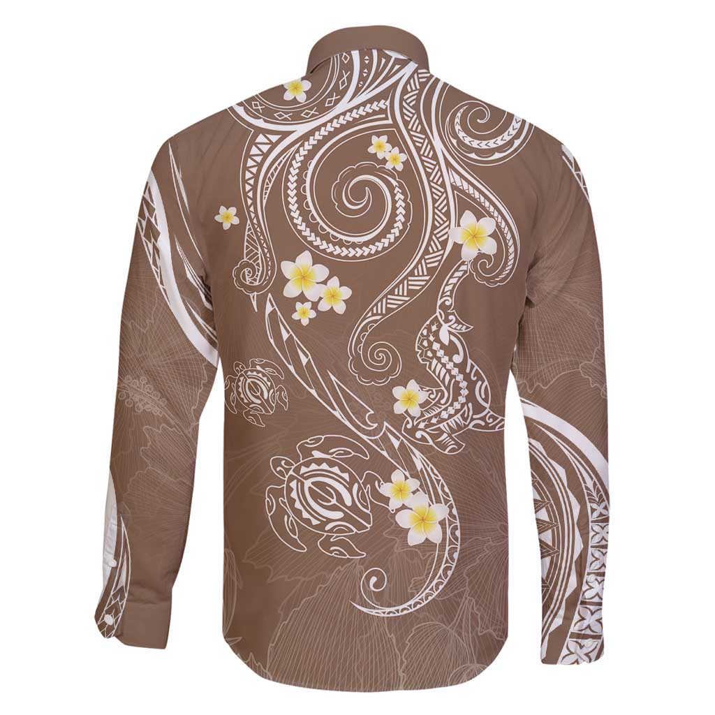 Polynesia Tribal Family Matching Tank Maxi Dress and Hawaiian Shirt Mocha Plumeria Tentacles