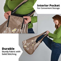 Polynesia Tribal Grocery Bag Mocha Plumeria Tentacles