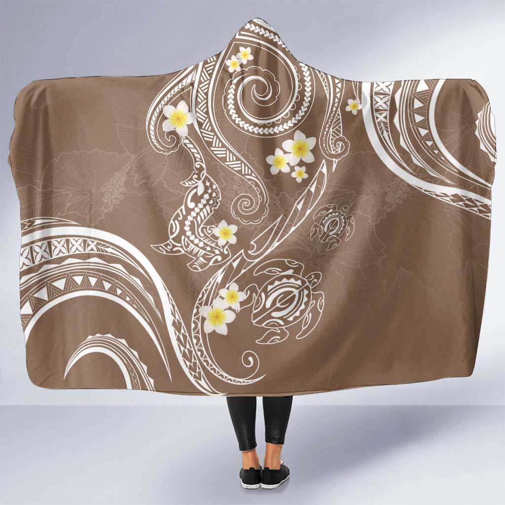 Polynesia Tribal Hooded Blanket Mocha Plumeria Tentacles