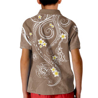 Polynesia Tribal Kid Polo Shirt Mocha Plumeria Tentacles