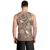 Polynesia Tribal Men Tank Top Mocha Plumeria Tentacles