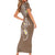 Polynesia Tribal Short Sleeve Bodycon Dress Mocha Plumeria Tentacles