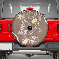 Polynesia Tribal Spare Tire Cover Mocha Plumeria Tentacles