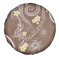Polynesia Tribal Spare Tire Cover Mocha Plumeria Tentacles