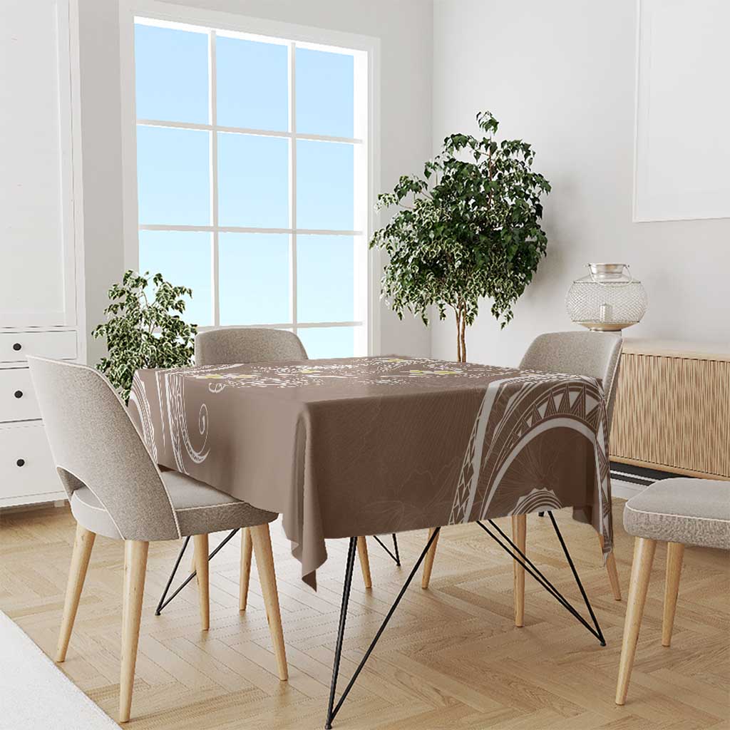 Polynesia Tribal Tablecloth Mocha Plumeria Tentacles