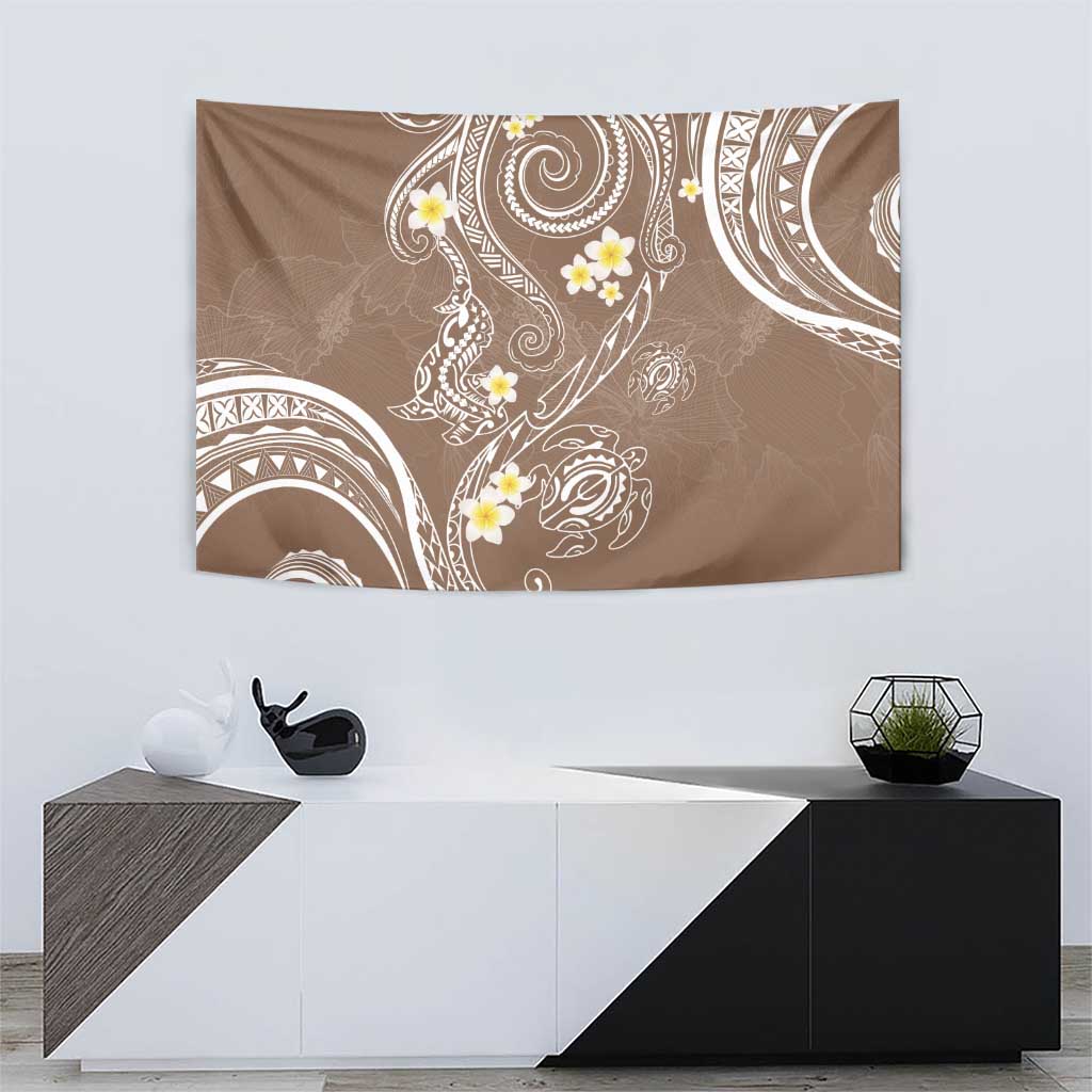 Polynesia Tribal Tapestry Mocha Plumeria Tentacles