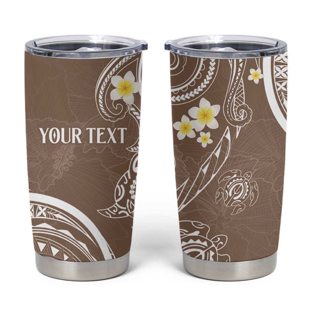Polynesia Tribal Tumbler Cup Mocha Plumeria Tentacles
