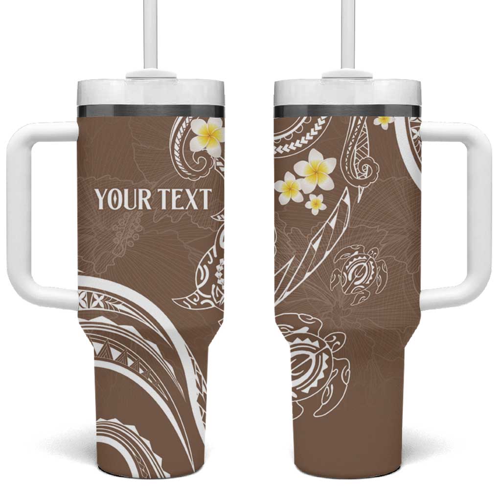 Polynesia Tribal Tumbler With Handle Mocha Plumeria Tentacles
