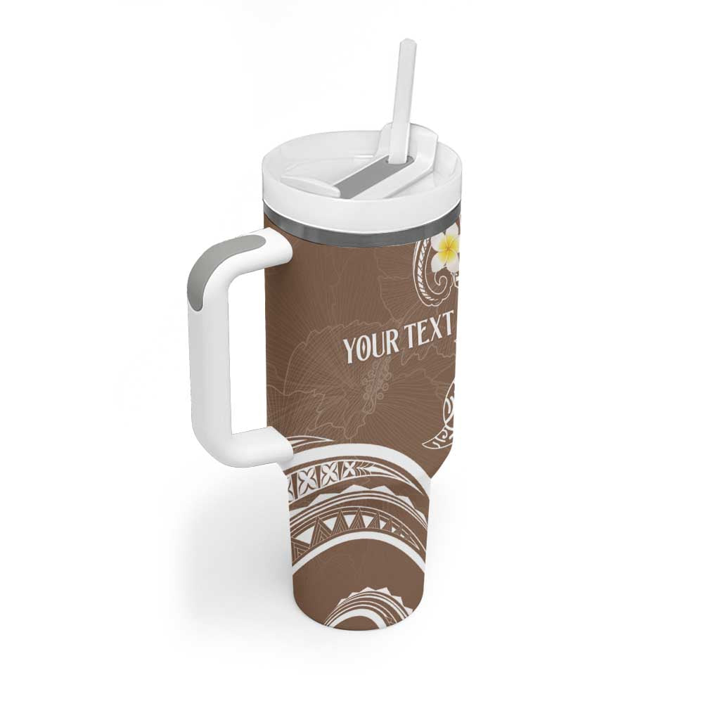 Polynesia Tribal Tumbler With Handle Mocha Plumeria Tentacles