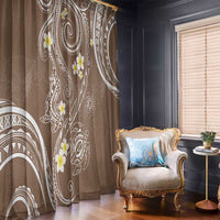 Polynesia Tribal Window Curtain Mocha Plumeria Tentacles