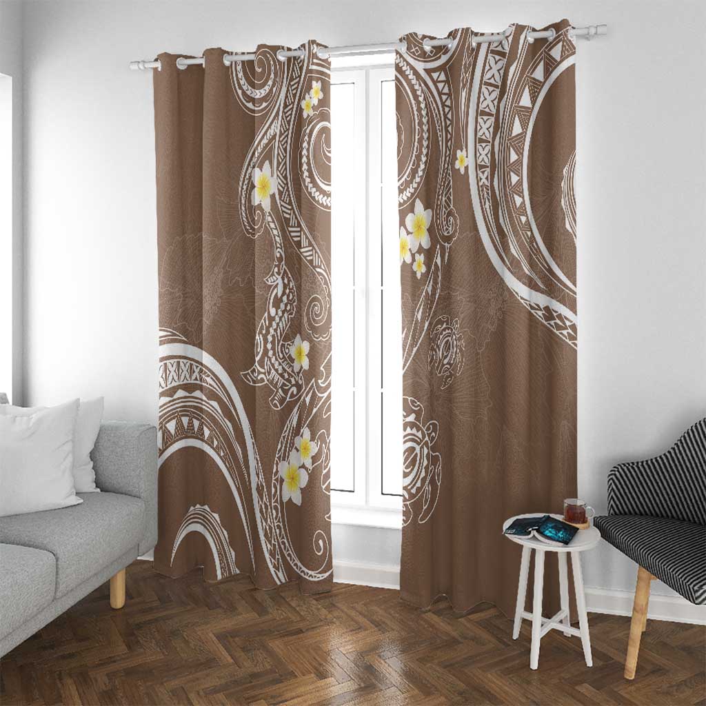 Polynesia Tribal Window Curtain Mocha Plumeria Tentacles