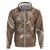 Polynesia Tribal Zip Hoodie Mocha Plumeria Tentacles