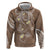 Polynesia Tribal Zip Hoodie Mocha Plumeria Tentacles