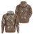 Polynesia Tribal Zip Hoodie Mocha Plumeria Tentacles
