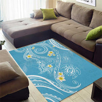 Polynesia Tribal Area Rug Turquoise Plumeria Tentacles